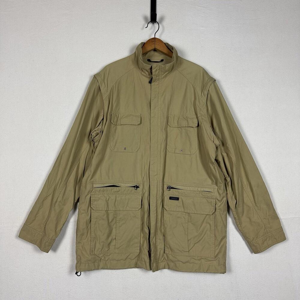 Hunting Camping Safari Men’s XL Convertible Guide Jacket Vest‎ Khaki Waterproof